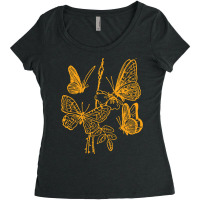 Butterfly Pattern Gold, Butterfly Gold, Butterfly Pattern, Vintage, Bu Women's Triblend Scoop T-shirt | Artistshot