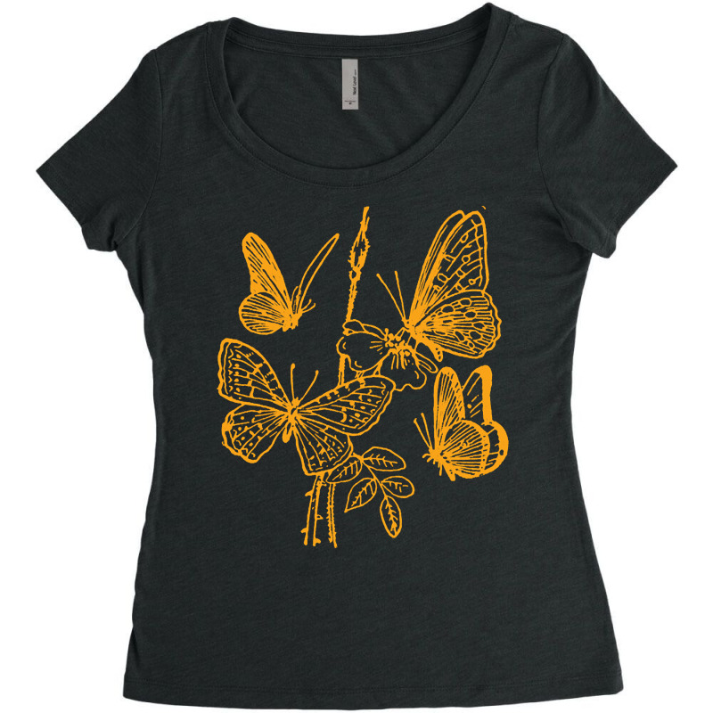 Butterfly Pattern Gold, Butterfly Gold, Butterfly Pattern, Vintage, Bu Women's Triblend Scoop T-shirt by SHOPTTTTR5 | Artistshot