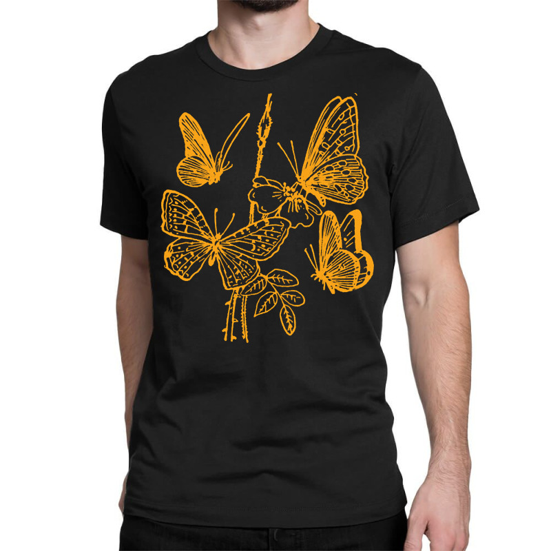 Butterfly Pattern Gold, Butterfly Gold, Butterfly Pattern, Vintage, Bu Classic T-shirt by SHOPTTTTR5 | Artistshot