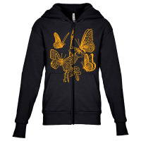 Butterfly Pattern Gold, Butterfly Gold, Butterfly Pattern, Vintage, Bu Youth Zipper Hoodie | Artistshot