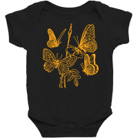 Butterfly Pattern Gold, Butterfly Gold, Butterfly Pattern, Vintage, Bu Baby Bodysuit | Artistshot