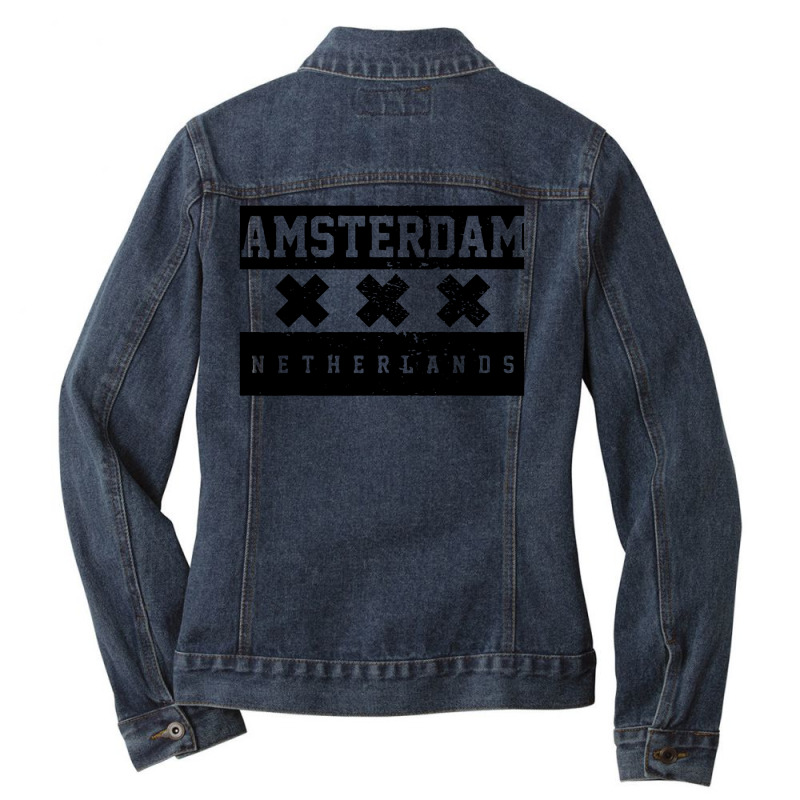 Amsterdam Skyline Ladies Denim Jacket by Best Seller Apparel | Artistshot