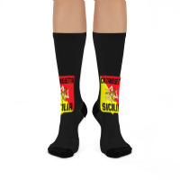 Caltanissetta Sicilia Sicily Flag Trinacria Province Crew Socks | Artistshot