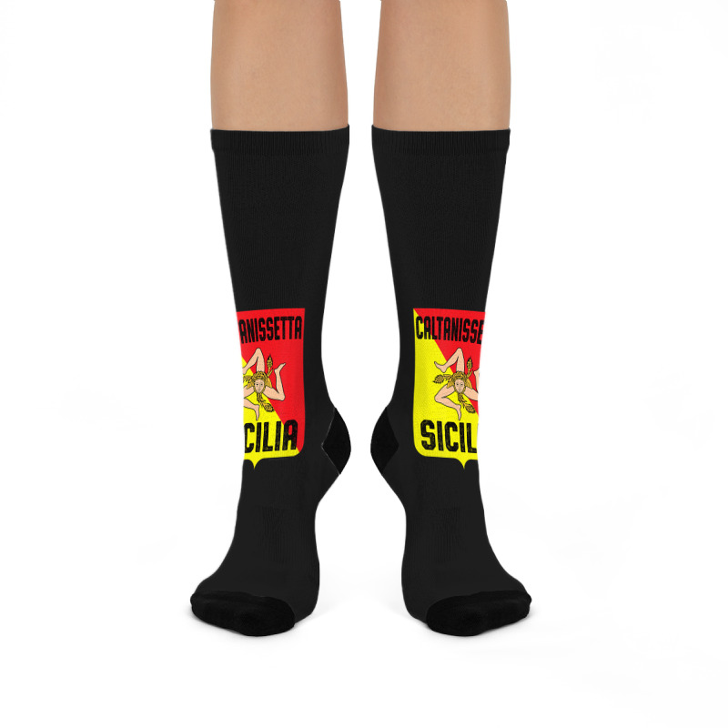 Caltanissetta Sicilia Sicily Flag Trinacria Province Crew Socks | Artistshot