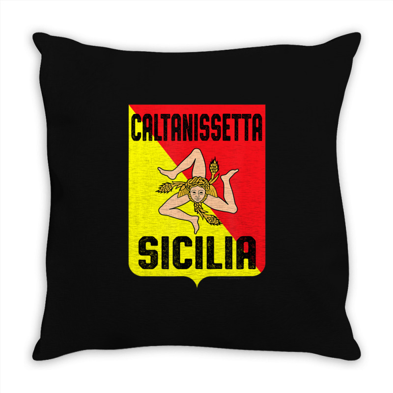 Caltanissetta Sicilia Sicily Flag Trinacria Province Throw Pillow | Artistshot