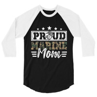 Proud Marine Military Veteran Mom Mama Mommy Mother's Day T Shirt 3/4 Sleeve Shirt | Artistshot