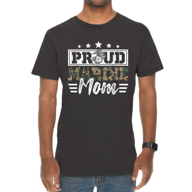 Proud Marine Military Veteran Mom Mama Mommy Mother's Day T Shirt Vintage T-Shirt by cm-arts | Artistshot