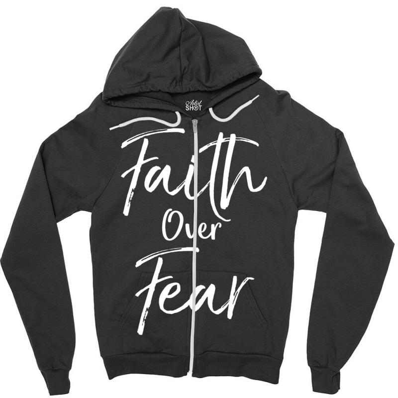 Cute Christian Worship Gift Men's Faith Over Fear Zipper Hoodie | Artistshot