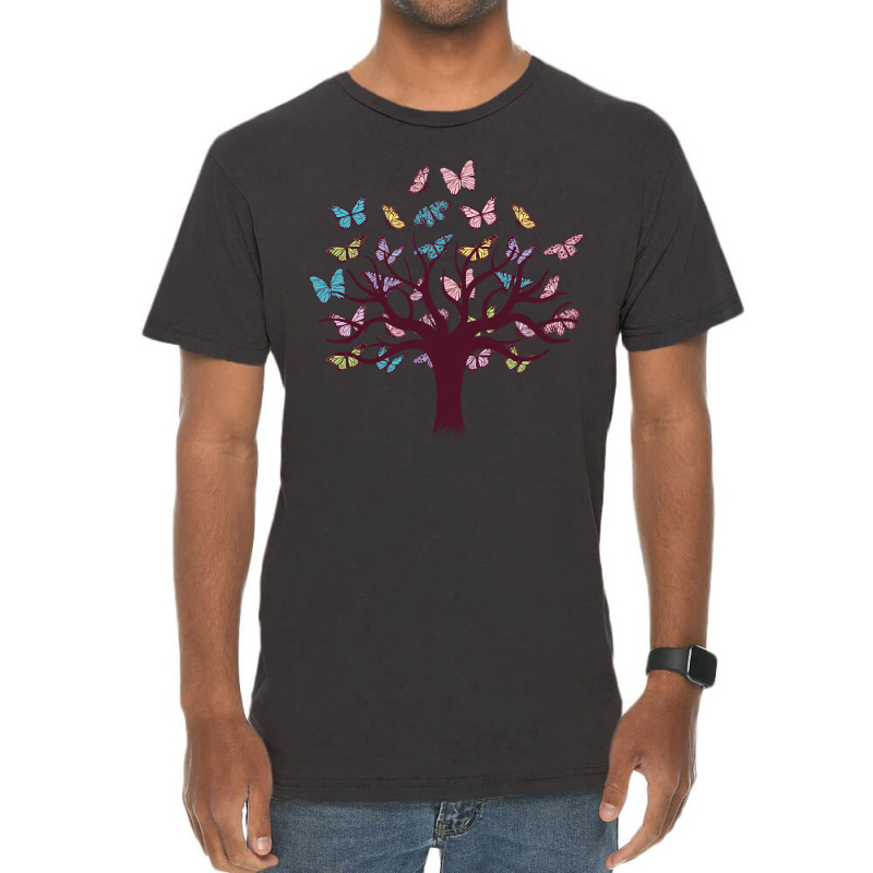 Butterfly Tree Design, Butterfly Tree Beautiful, Butterfly Tree, Beaut Vintage T-Shirt by SHOPTTTTR5 | Artistshot