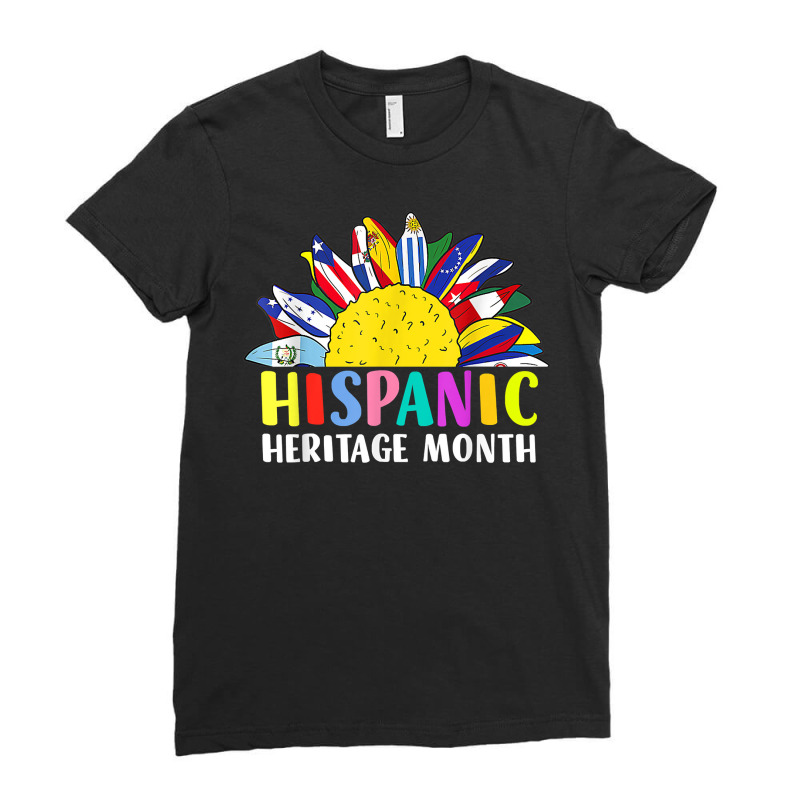 National Hispanic Heritage Month Latin With Flags Sunflower T Shirt Ladies Fitted T-Shirt by cm-arts | Artistshot