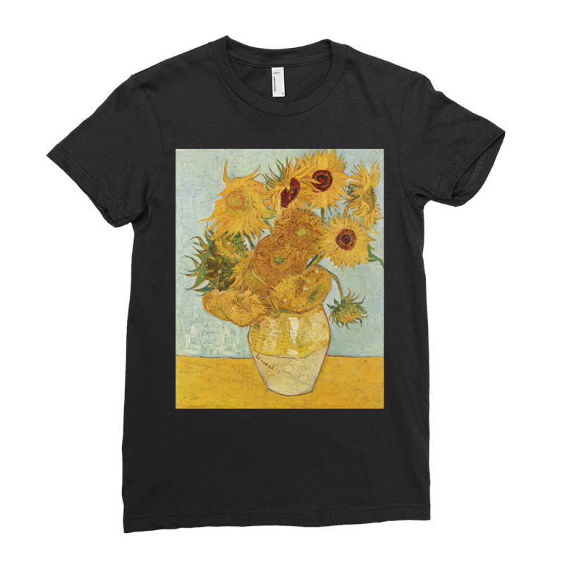 Van Gogh - Sunflowers Ladies Fitted T-Shirt by cm-arts | Artistshot