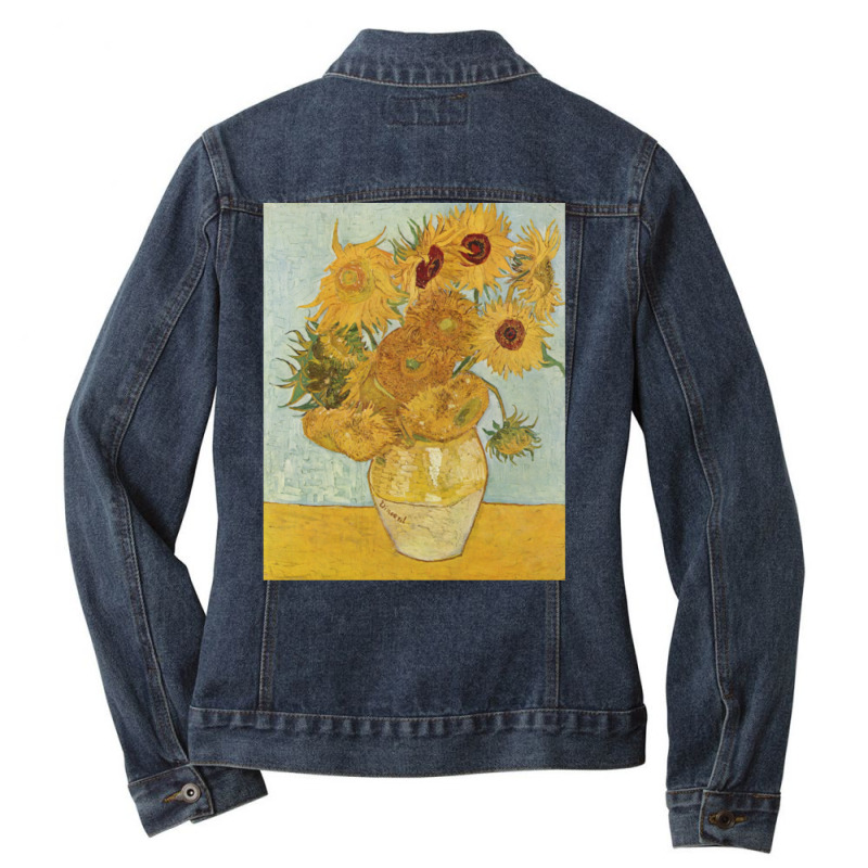 Van Gogh - Sunflowers Ladies Denim Jacket by cm-arts | Artistshot