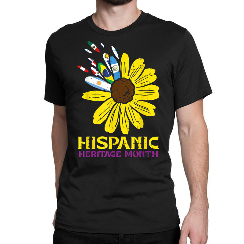 Hispanic Heritage Month Sunflower Flag Petals Women Girls T Shirt Classic T-shirt by cm-arts | Artistshot