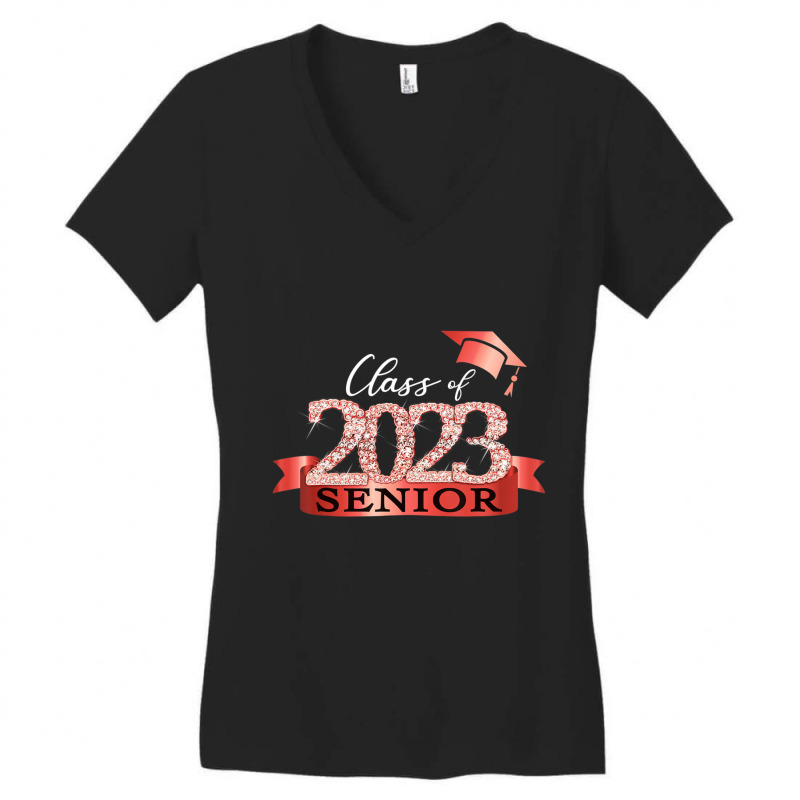 Class Of 2023 Senior I School Color Decoration Red Black Women's V-Neck T-Shirt by kentuckykonpha9 | Artistshot