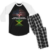 American Raised With Jamaican Roots Jamaica Men's 3/4 Sleeve Pajama Set | Artistshot