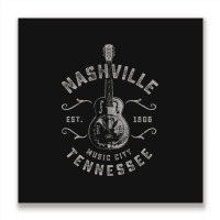 Nashville Music City Usa Vintage Metal Print Square | Artistshot