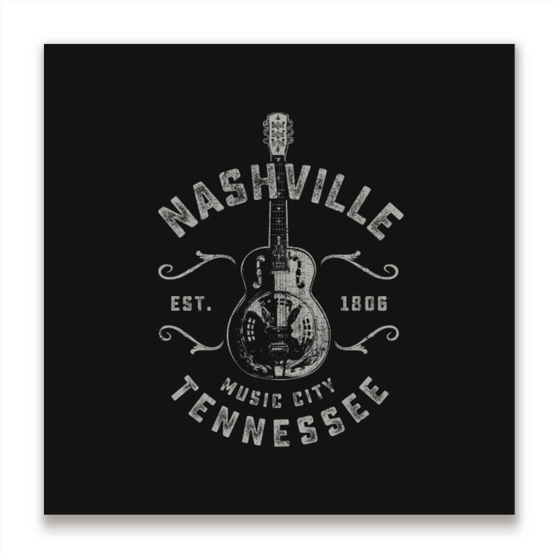 Nashville Music City Usa Vintage Metal Print Square | Artistshot