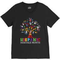 National Hispanic Heritage Month Hand Flag Tree Roots Latino V-neck Tee | Artistshot