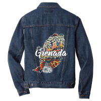 Grenada Map For Dark Men Denim Jacket | Artistshot