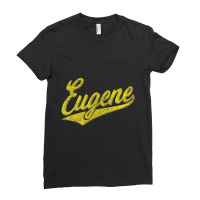 Eugene Oregon Flag Sports Baseball Script Jersey Swoosh Ladies Fitted T-shirt | Artistshot