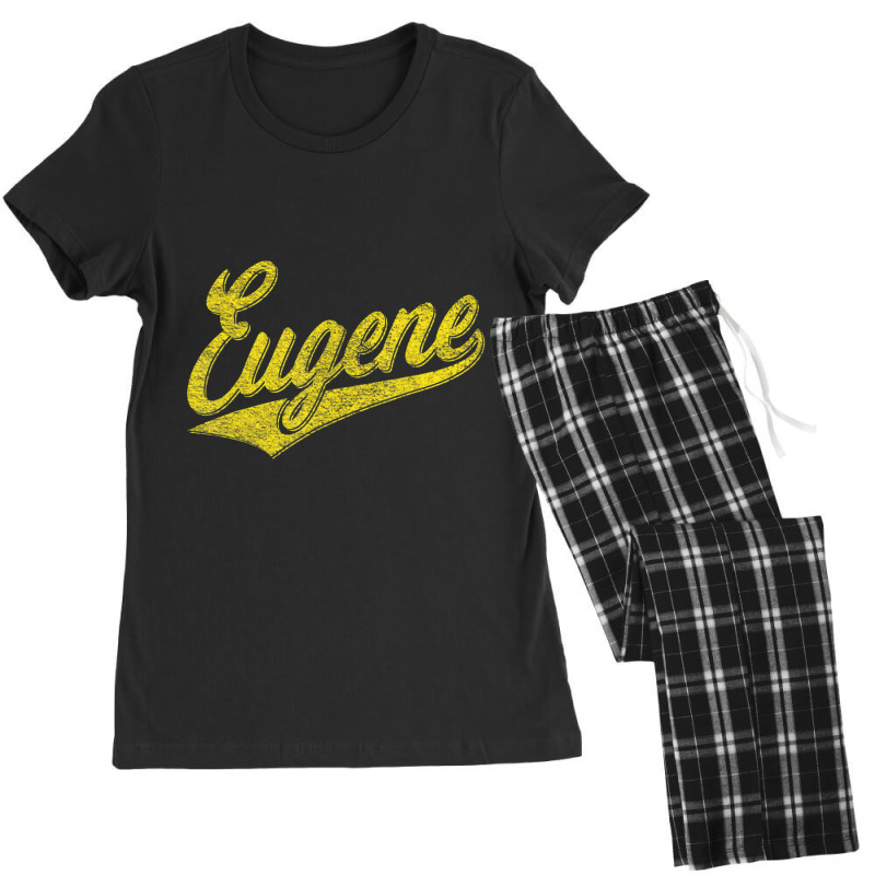 Eugene Oregon Flag Sports Baseball Script Jersey Swoosh Women's Pajamas Set by Kemriban527 | Artistshot