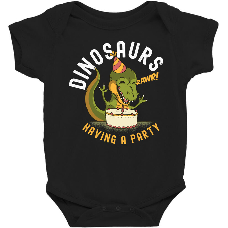 Dinosaurs Having A Party, Cute Dinosaur, Happy Birth Day Dinosaurs, Di Baby Bodysuit | Artistshot