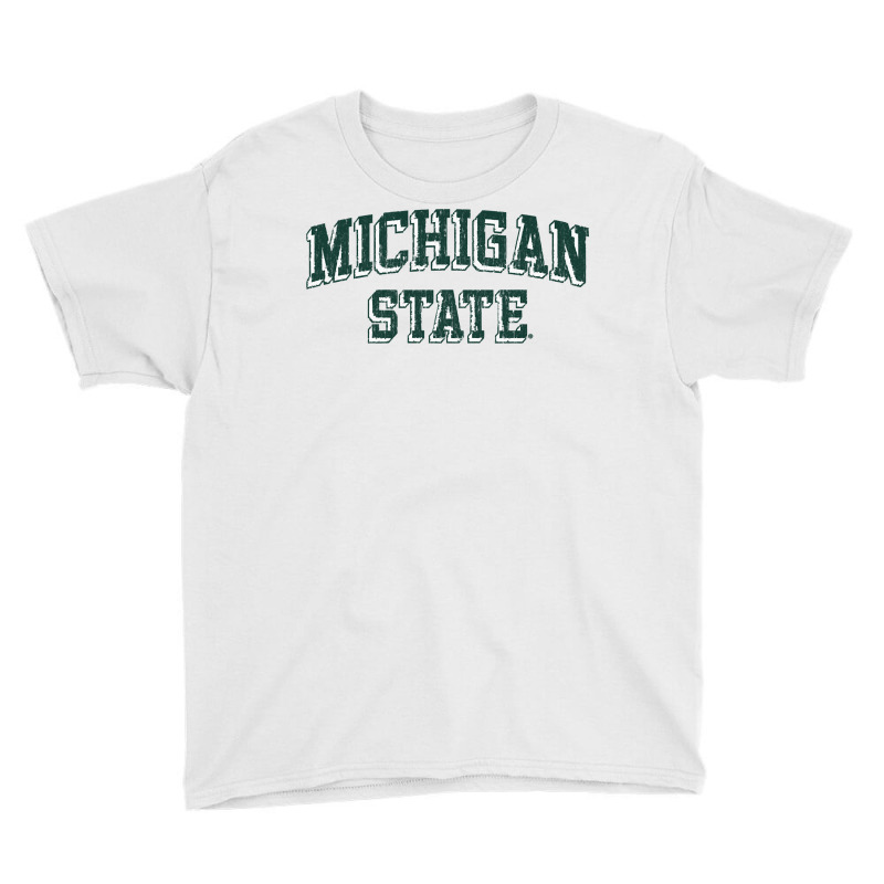 Michigan State Spartans Retro Arch Heather Gray Pullover Hoodie Youth Tee | Artistshot