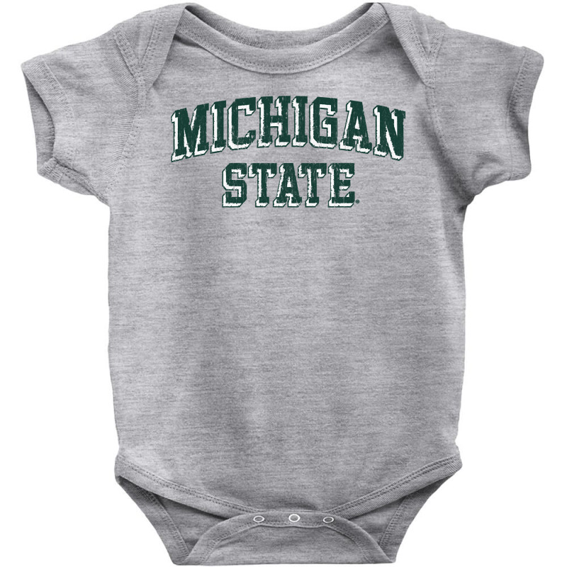 Michigan State Spartans Retro Arch Heather Gray Pullover Hoodie Baby Bodysuit | Artistshot