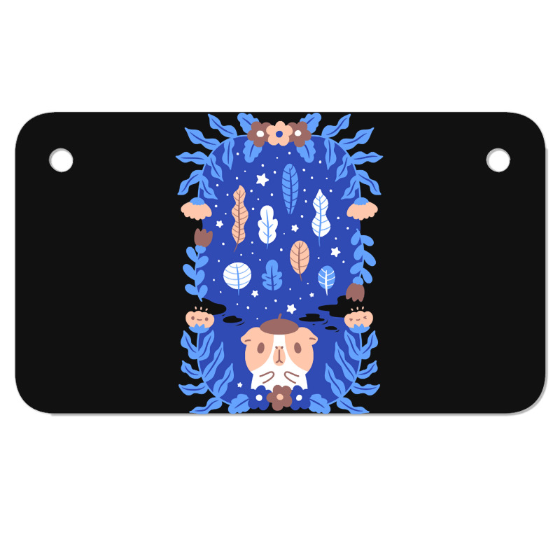 Guinea Pig With Flowers And Leaves, Guinea Pig With Flowers And Leaves Motorcycle License Plate | Artistshot