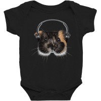 Guinea Pig With Headphones, Guinea Pig With Headphones Art, Guinea Pig Baby Bodysuit | Artistshot