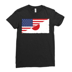 japan flag and usa flag roots japanese ancestry american pullover hood Ladies Fitted T-Shirt | Artistshot