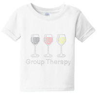 Womens Woman Group Therapy Wine Glasses Rhinestone For Birthday V Neck Baby Tee | Artistshot