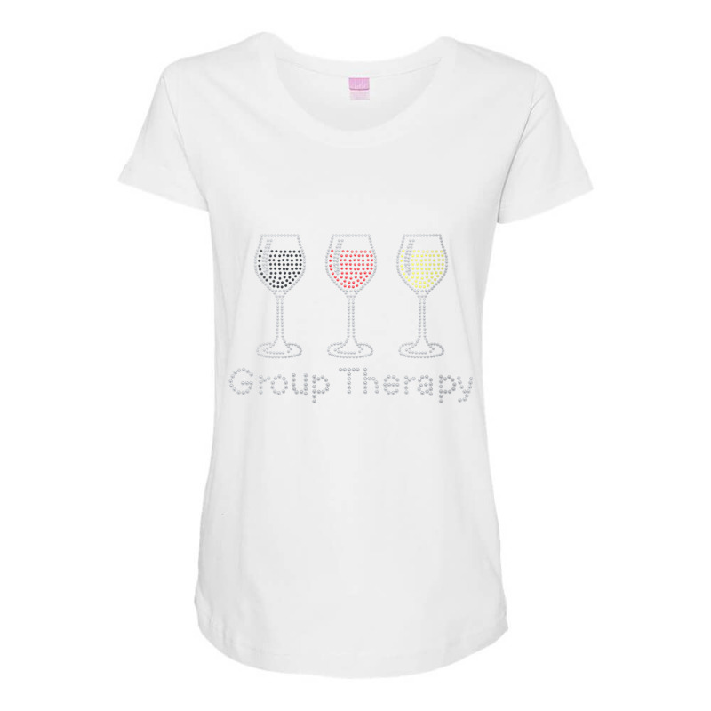 Womens Woman Group Therapy Wine Glasses Rhinestone For Birthday V Neck Maternity Scoop Neck T-shirt by cm-arts | Artistshot