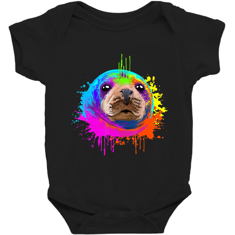 Splash Art Sea Lion Animal Seal Lover Baby Bodysuit | Artistshot