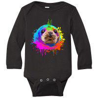 Splash Art Sea Lion Animal Seal Lover Long Sleeve Baby Bodysuit | Artistshot