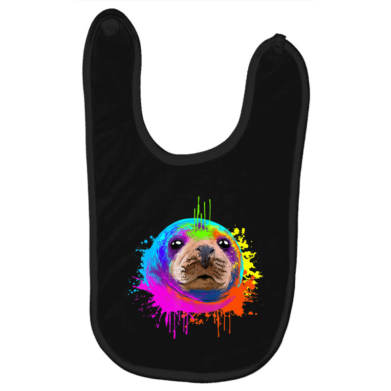 Splash Art Sea Lion Animal Seal Lover Baby Bibs | Artistshot