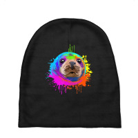 Splash Art Sea Lion Animal Seal Lover Baby Beanies | Artistshot