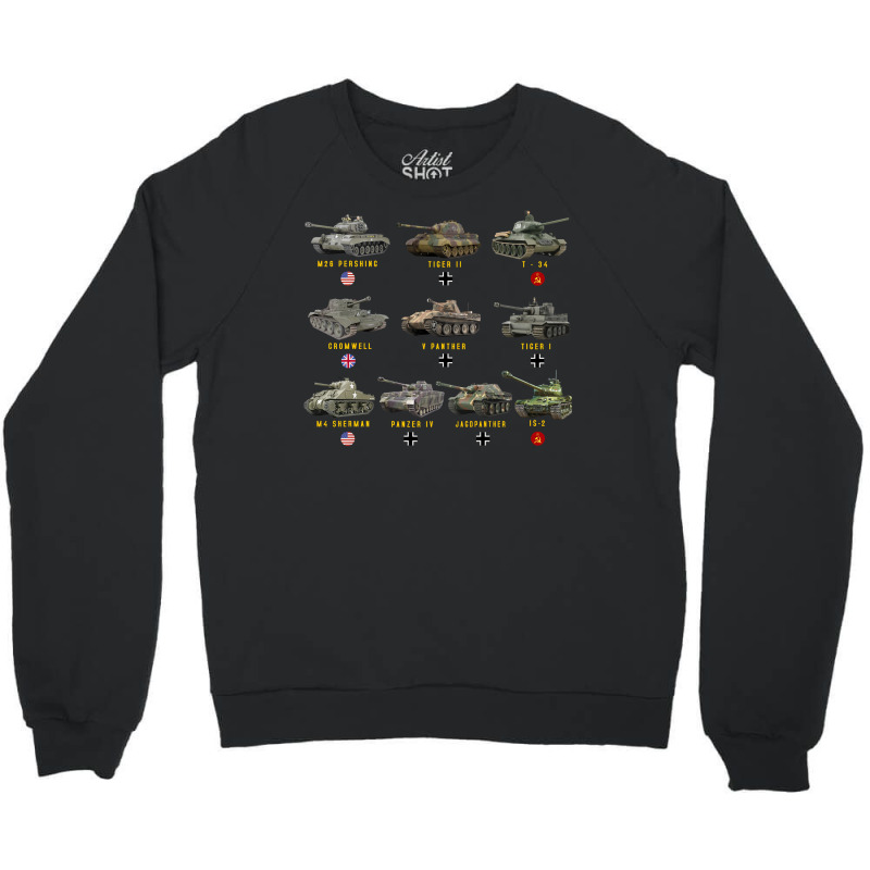 Top Ten Best Ww2 Tanks M4 Sherman Panzer Iv Tiger Ii T 34 Long Sleeve Crewneck Sweatshirt by JanTodeschi1986 | Artistshot