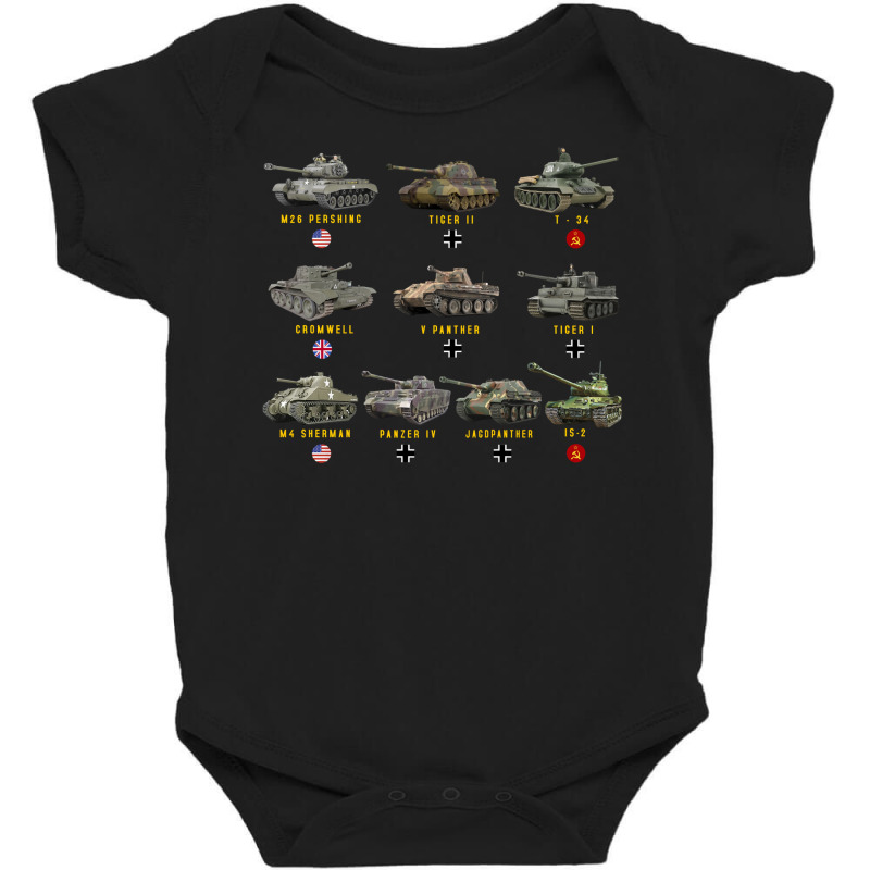 Top Ten Best Ww2 Tanks M4 Sherman Panzer Iv Tiger Ii T 34 Long Sleeve Baby Bodysuit by JanTodeschi1986 | Artistshot