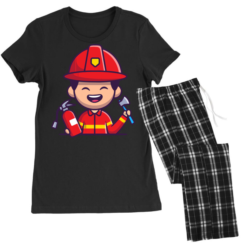 Firefighter T  Shirt Firefighter With Hatchet Axe And Fire Extinguishe Women's Pajamas Set by cm-arts | Artistshot