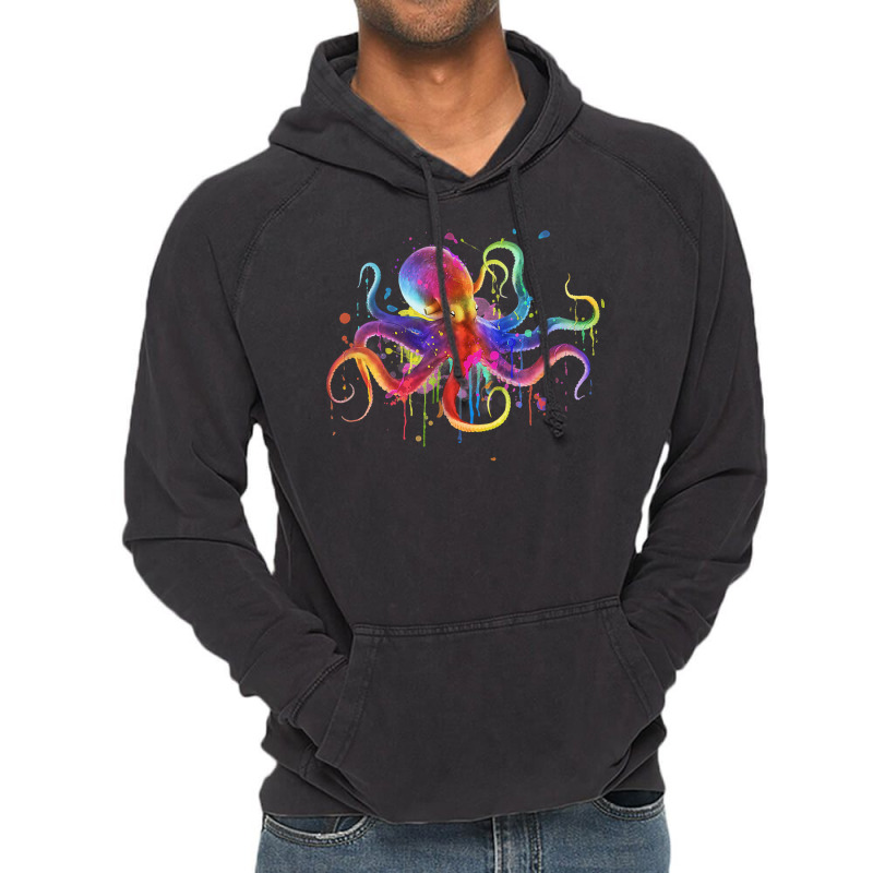 Dripping Rainbow Octopus Psychedelic Vintage Hoodie | Artistshot