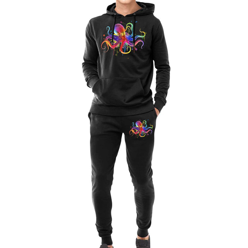 Dripping Rainbow Octopus Psychedelic Hoodie & Jogger Set | Artistshot