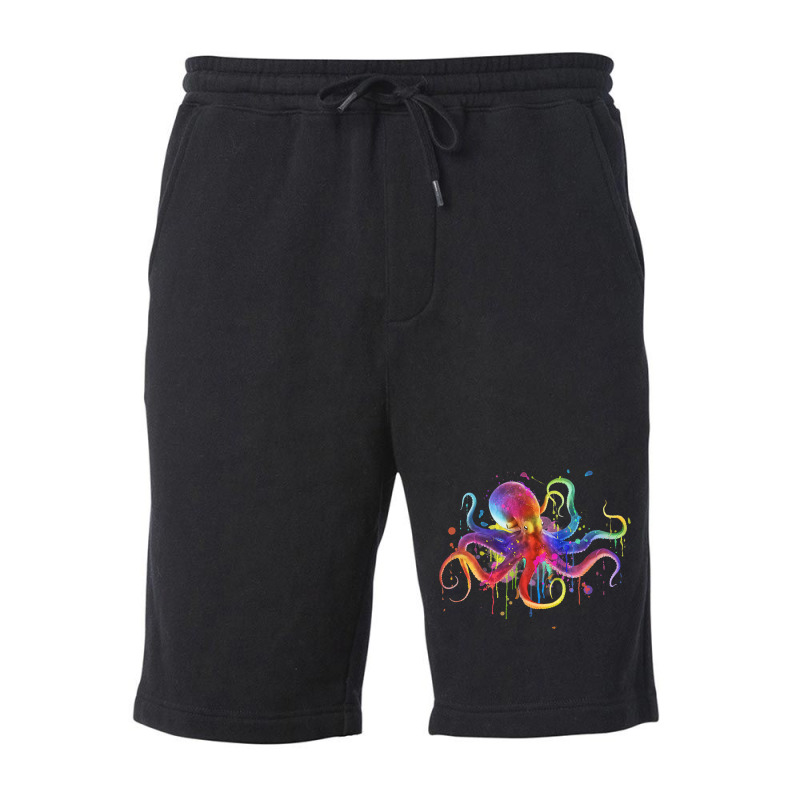 Dripping Rainbow Octopus Psychedelic Fleece Short | Artistshot