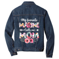 Womens My Favorite Marine Calls Me Mom Marine Military Men Denim Jacket | Artistshot