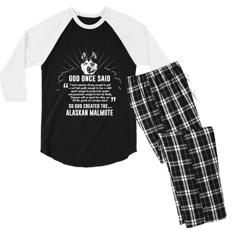 God Once Said Alaskan Malamute Dog Men's 3/4 Sleeve Pajama Set | Artistshot