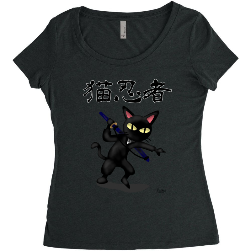 Ninja Cat Women's Triblend Scoop T-shirt by cm-arts | Artistshot