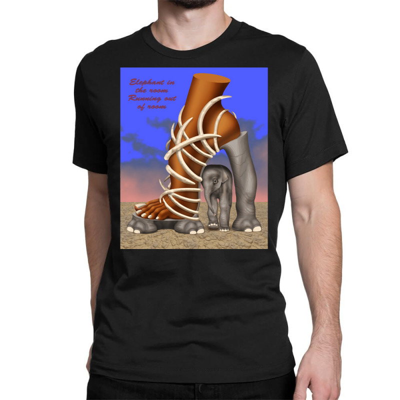 Elephant In The Room, Elephant Running Out Of Room, Shoe Art, Elephant Classic T-shirt by SHOPTRUI4 | Artistshot