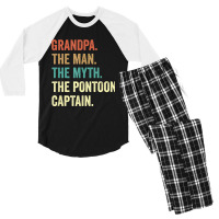 Grandpa Man Myth Pontoon Captains For Men Men's 3/4 Sleeve Pajama Set | Artistshot