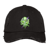 Green Octopus With Purple Trident, Green Octopus With Purple Trident V Vintage Cap | Artistshot