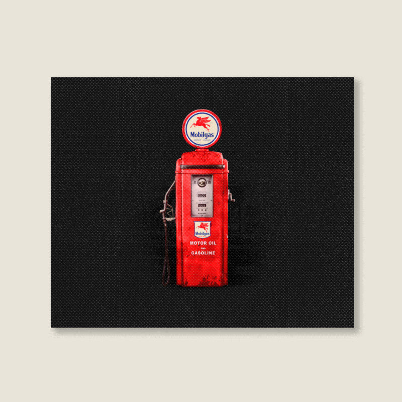 Vintage Gas Pump Station Mobil Landscape Canvas Print | Artistshot